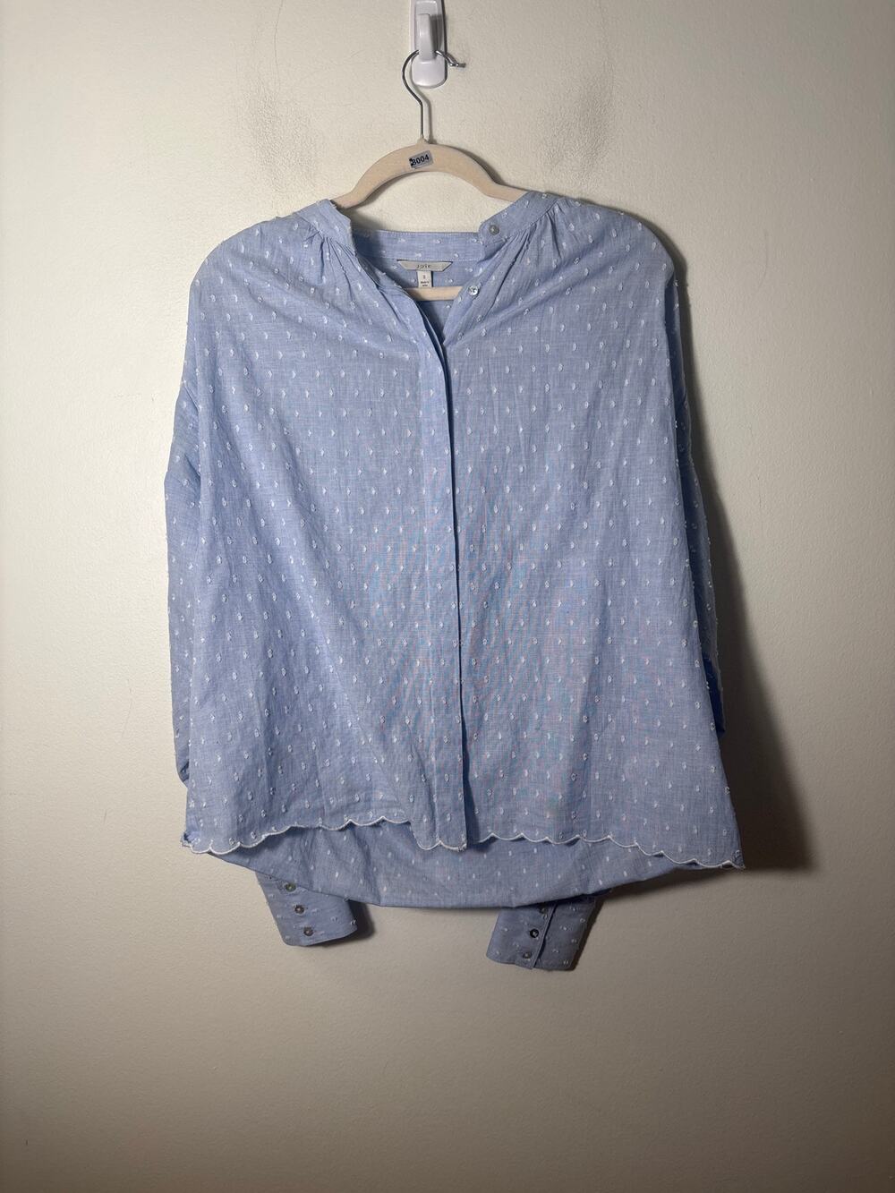 Joie Light Blue Long Sleeve Textured Cotton Button Up Shirt Sz S